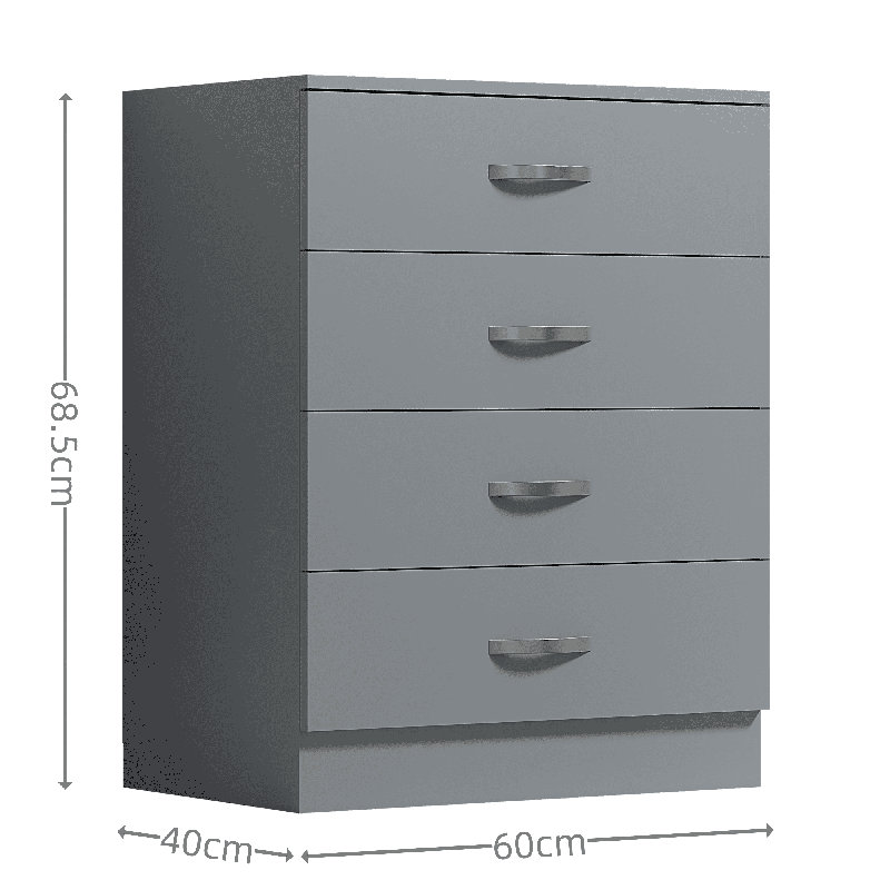 Marlesha 152.4 cm W Chest of 4 Drawers, Grey
