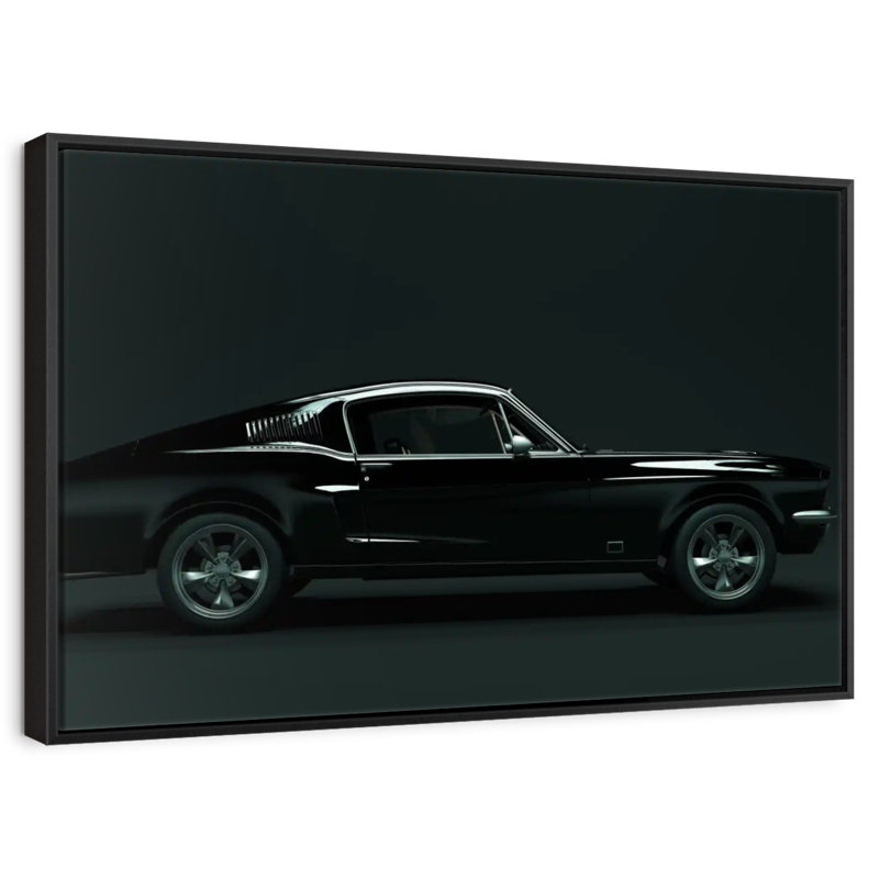 Voiture rétro élégante, 46 po x 31 po, Cadre flottant noir