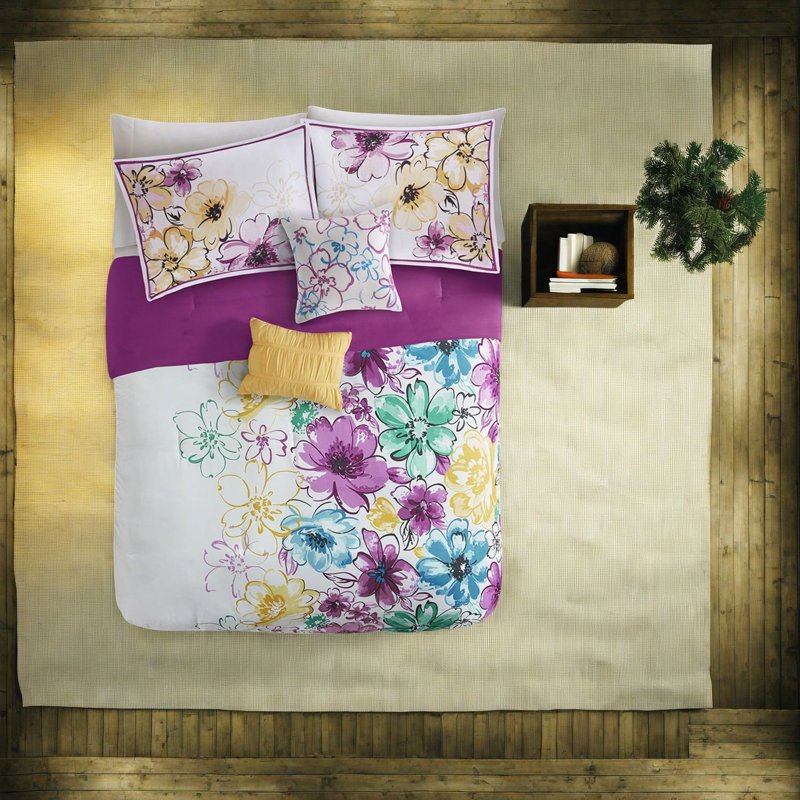 Floral Hypoallergenic Bedding Sets, Polyester Comforter With Modern Style For Home