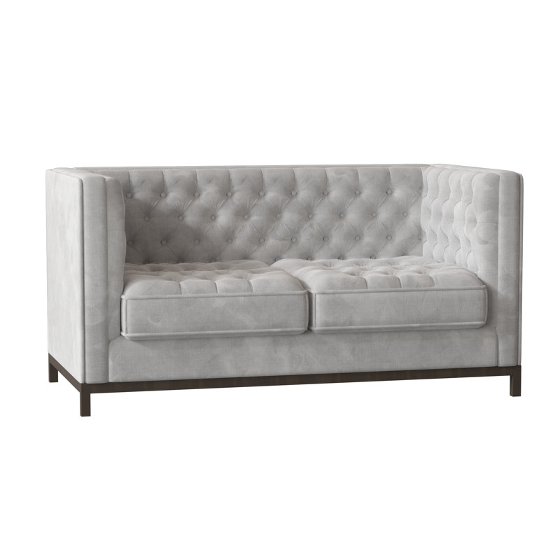 Causeuse Jess, Bella en velours performance blanc, Brun acajou