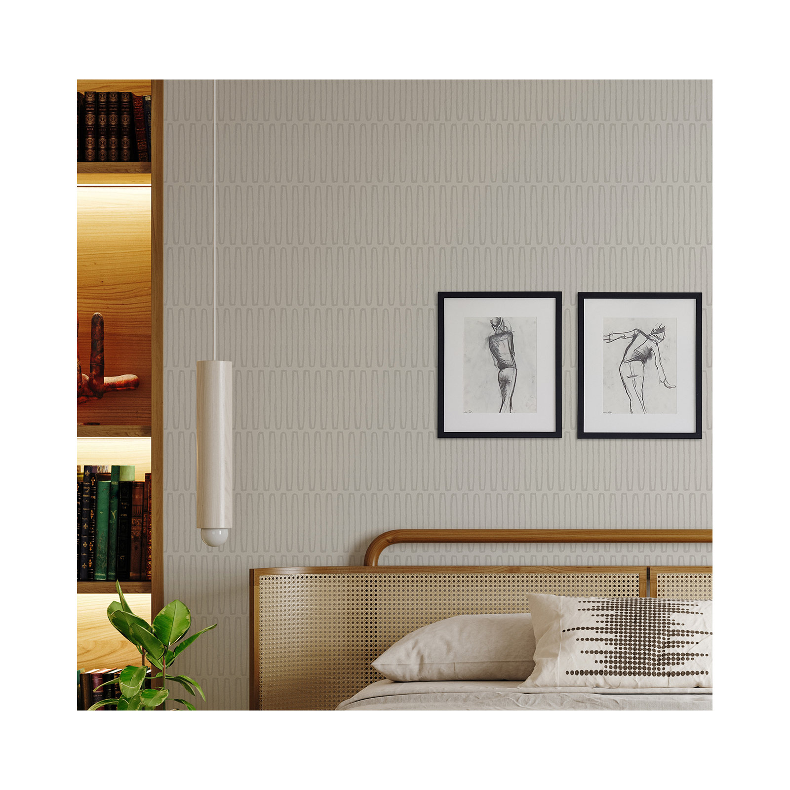 Anika Modern Geometric Wallpaper, Light Gray