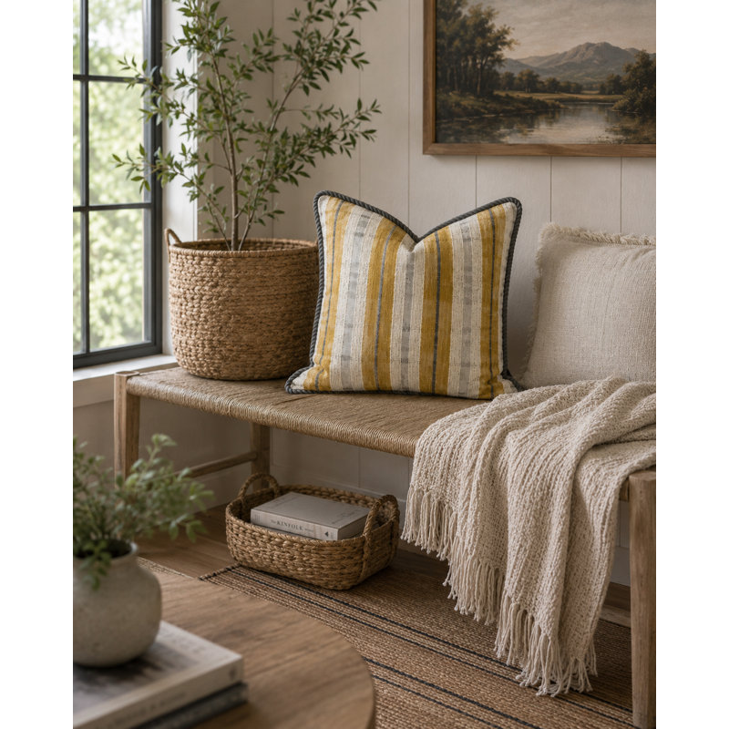 Oreiller Roper moutarde 24 x 24, 24 po x 24 po, Jaune