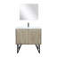 Ensemble de meuble-lavabo rustique en acacia l 36 po x P 20 po, plateau en quartz blanc, robinet en métal et miroir 28 po-742902992