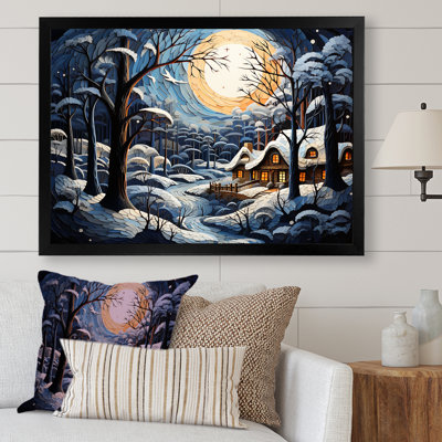 «Christmas Winter Cottage Scenery I - Winter Landscape», reproduction sur toile