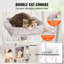Arbre à chat pour chats d'intérieur, tour pour chat de 63 po avec 2 condos pour chat, poteau à griffes en sisal, hamac, perchoir supérieur, plateformes de saut, grand centre d'activité de mobilier pour chat avec ballon suspendu, gris clair-122724938