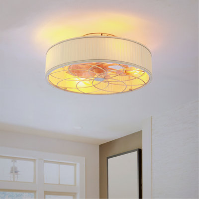 20" Fabric Farmhouse Bladeless Ceiling fan With Remote Control  For Living room, Bedroom,Kitchen--NOT INCLUDED BULBS