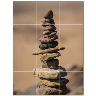 Rocks Photo 8'' x 8'' Satin Ceramic Decorative Mural