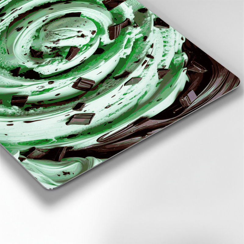 Desserts, menthe, pépites de chocolat, crème glacée, art mural en métal vert, H 12 po x l 18 po