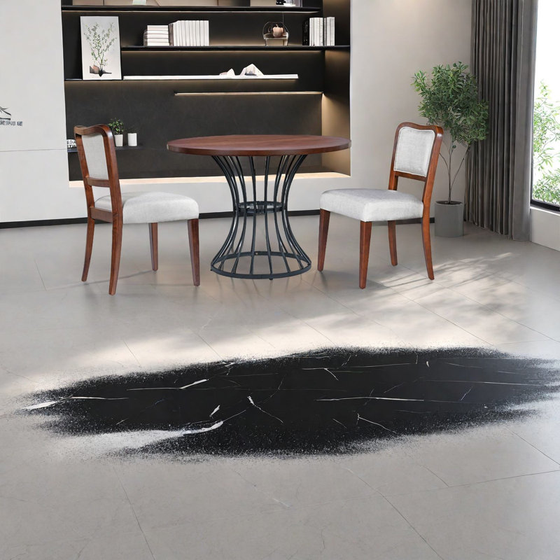 Ensembles de table de salle à manger peu encombrants avec base en fer industriel, style rustique moderne