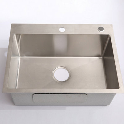 23.6'' L Drop-In Single Bowl Stainless Steel Kitchen Sink with Faucet
