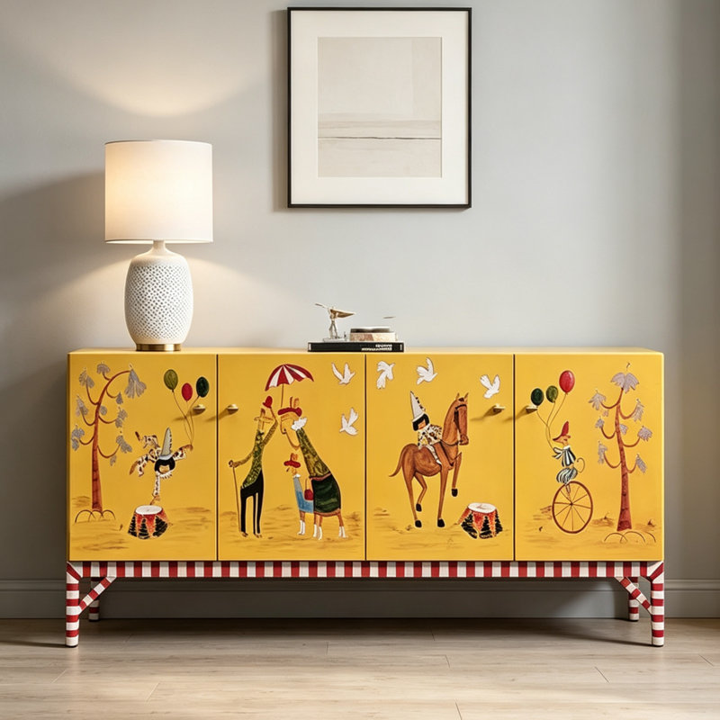 Artistic Painted Home Sideboard