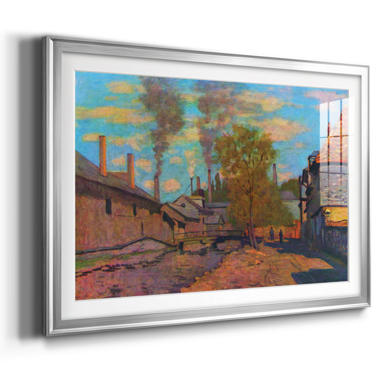 «The Stream Of Robec», impression encadrée sur papier par Claude Monet, Argent, H 15 po x l 21 po x P 1,5 po