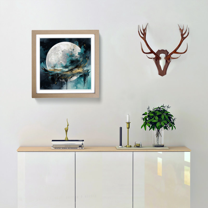 Moon Abstract Art No.1 - Framed Print, Oak