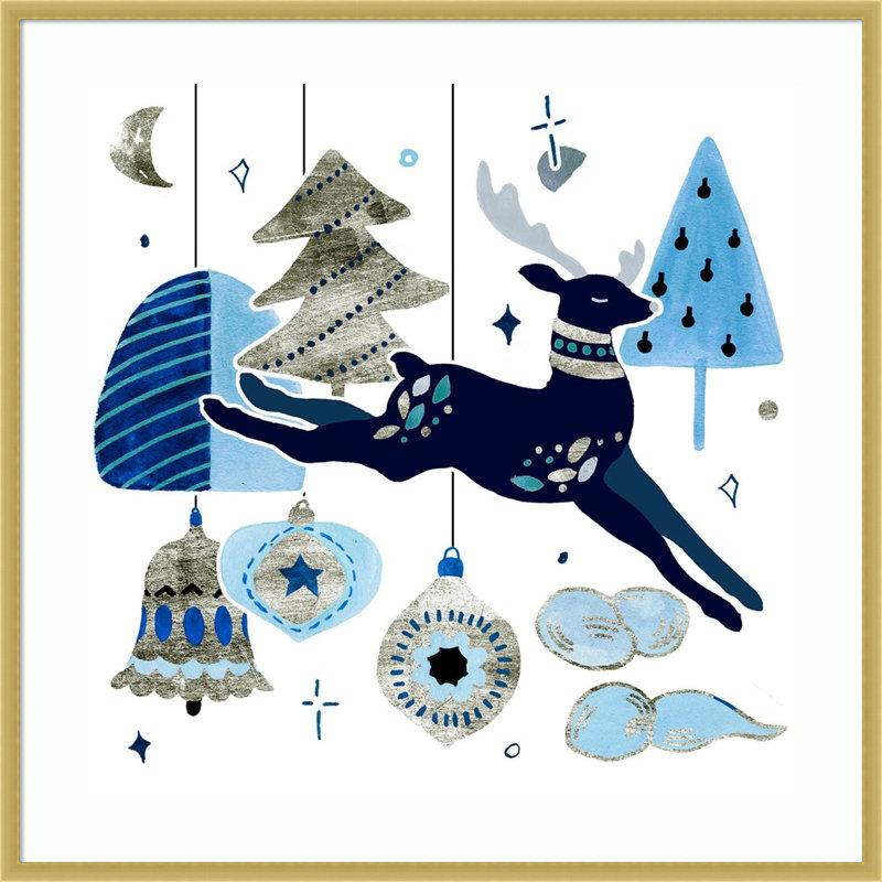 «Goodnight Reindeer I» par Melissa Wang, reproduction d'art encadrée sur bois, H 33 po x l 33 po