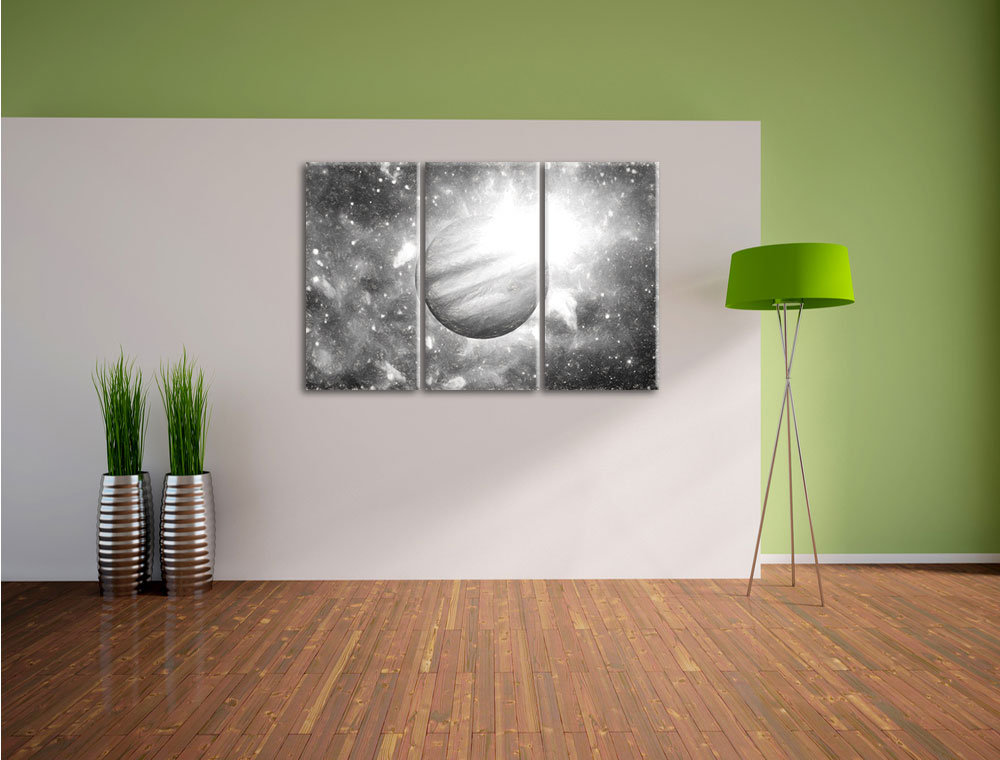 3-tlg. Leinwandbild-Set „Planet Jupiter im Universum“, Kunstdruck