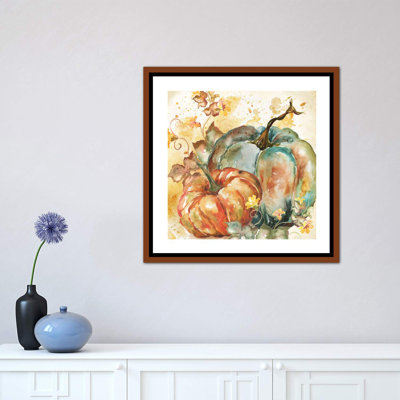 " Watercolor Harvest Teal And Orange Pumpkins II " by Tre Sorelle Studios