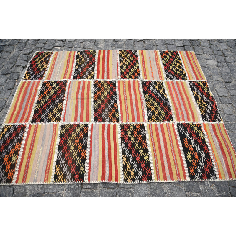 Tapis décoratifs rouges, tapis turcs, tapis de 4,8 x 6,1 pi, kilim, tapis de luxe, tapis rétro, tapis froids
