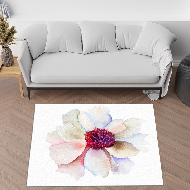 Textured Non-Woven Printed Rug with Subtle Floral Design and Intricate Border Detailing for a Classic Touch in Your Home Decor