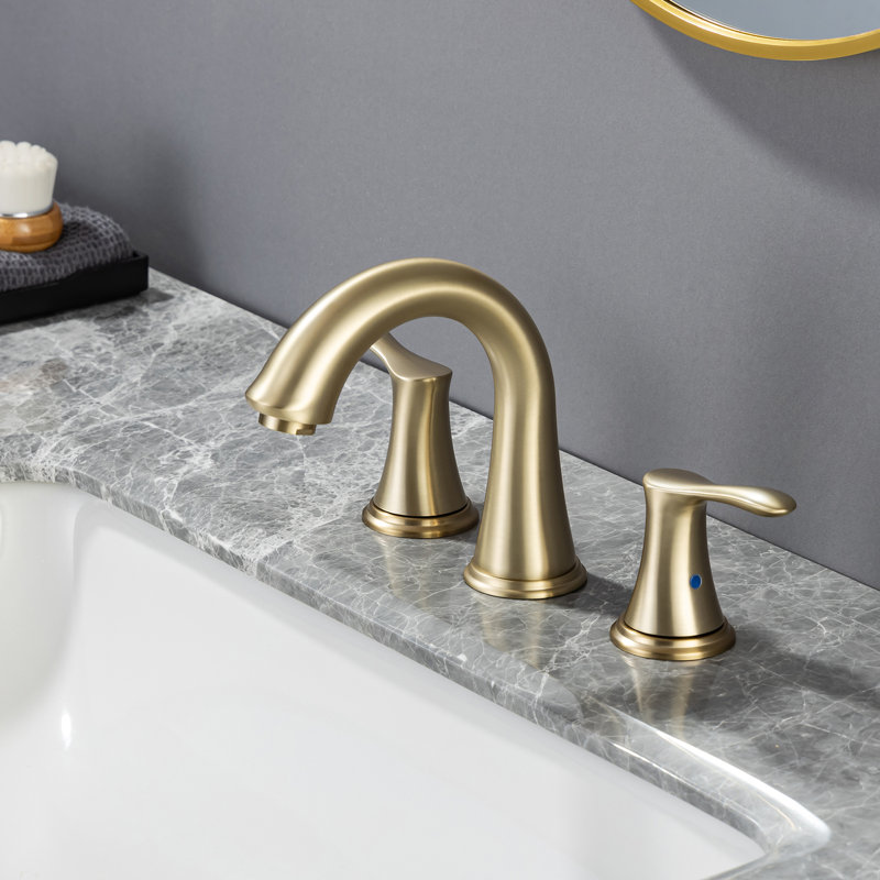 2-handle Bathroom Faucet with Drain Assembly, Brushed Gold