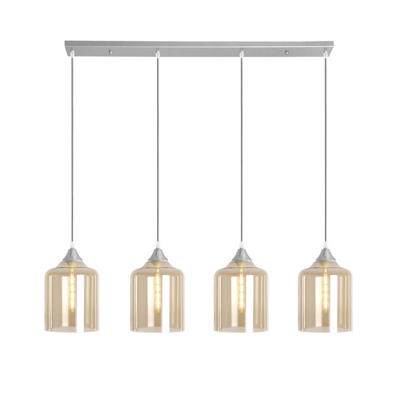 Gunda 4 - Light Kitchen Island Pendant, Silver, Amber