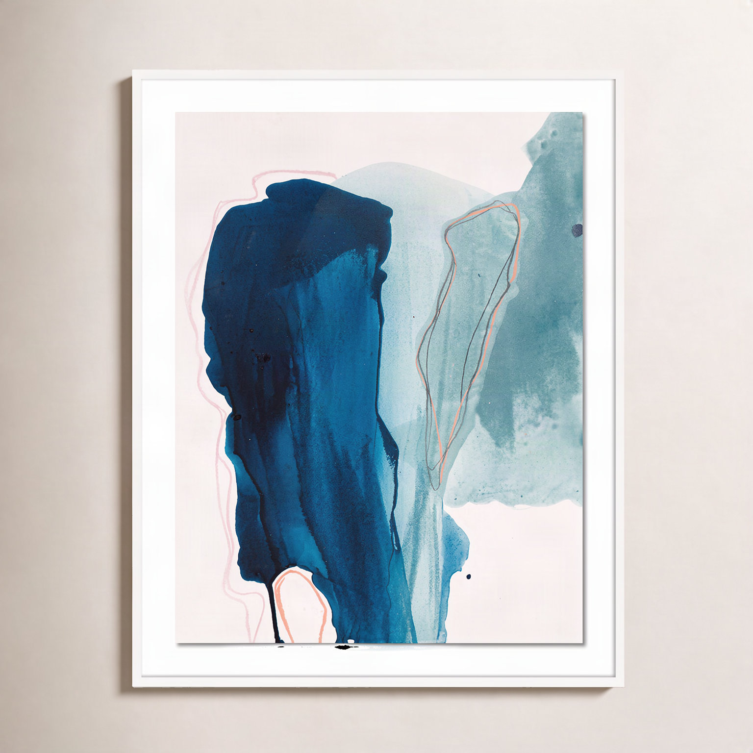 Kim Whiteside "Depth" Print, 48" H x 39" W x 2.5" D, White