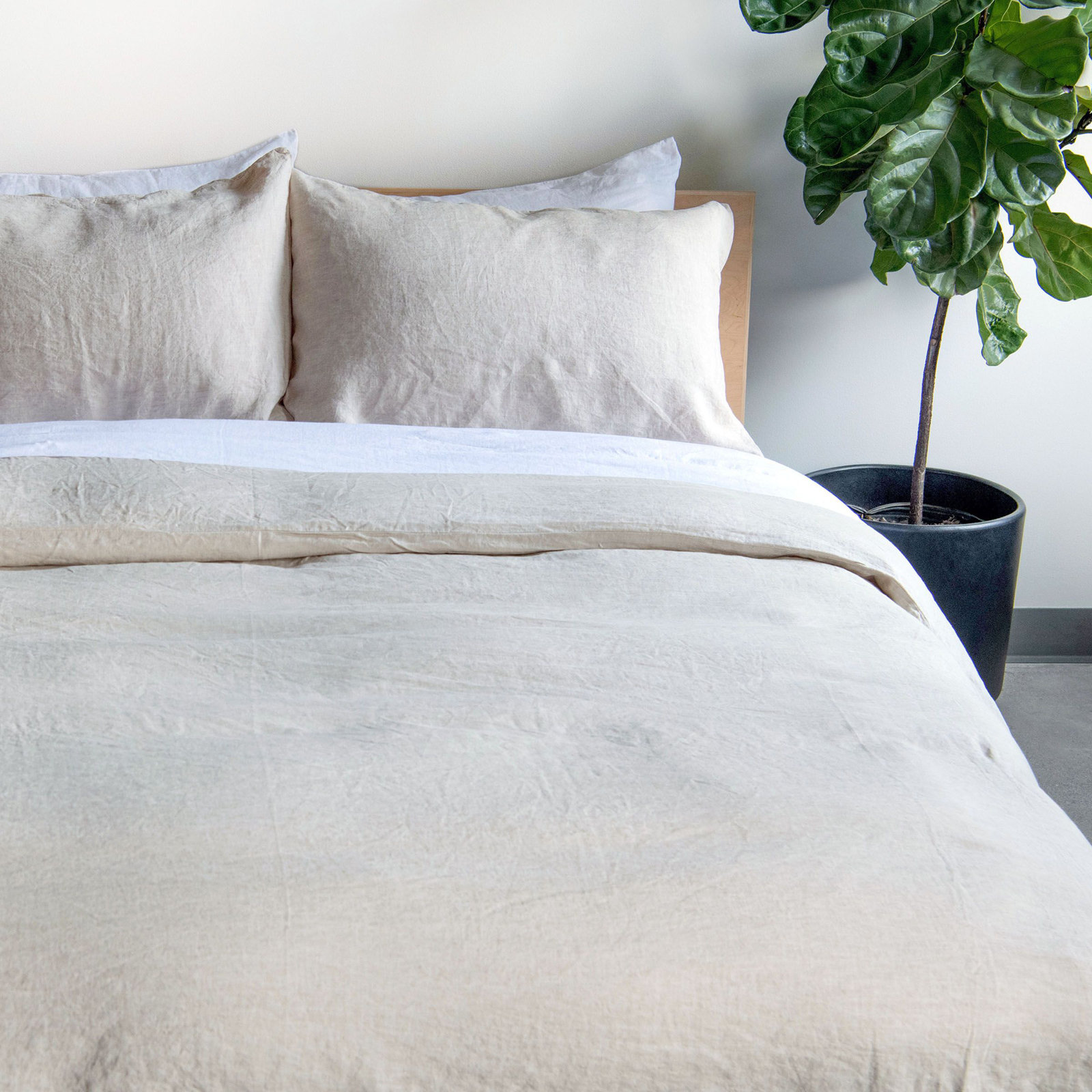 100% French Linen Duvet Cover & Sham Set, King Duvet Cover + 2 King Pillow Shams, Putty Heather