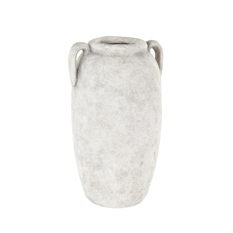 Cole And Ceramic Antique Style Textured Vase With Handles, White