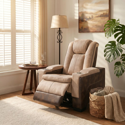 Fauteuil inclinable électrique brun entièrement assemblé, fauteuil inclinable électrique 1 place