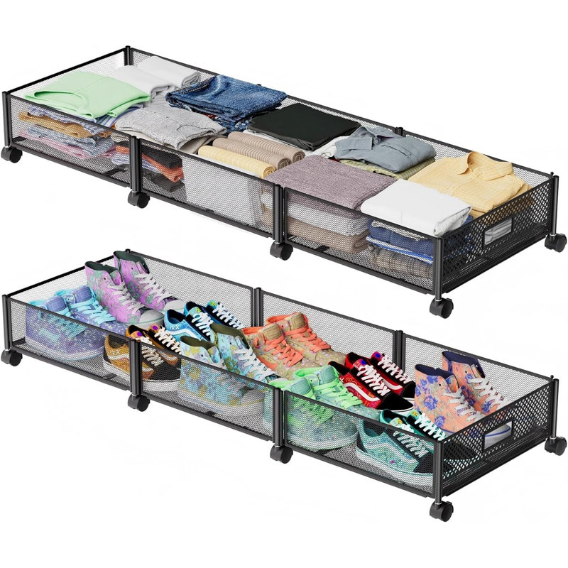 Rangement sous le lit avec roues 47,2 po (L) / 57,6L grand rangement sous le lit, paquet de 2