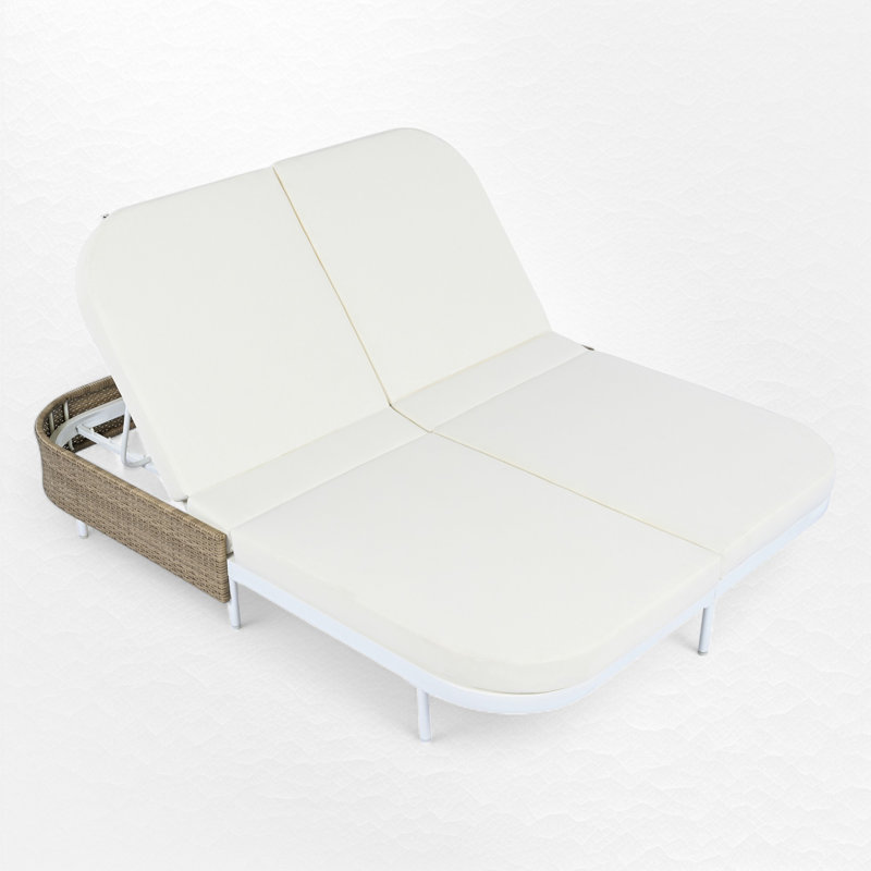 Lit de jour d'extérieur 62,62 ", Blanc / Brun