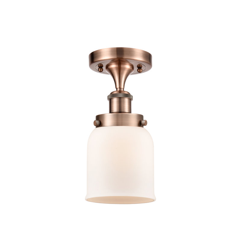 Plafonnier semi-encastré 1 lumière Ballston Urban Bell, Cuivre antique, Blanc mat, H 11 po x l 5 po x P 5 po