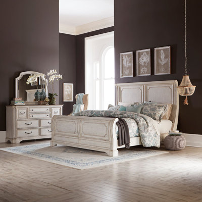 Queen Sleigh Bed, Dresser & Mirror -  One Allium Way®, A5C09B9B48C24F64A6B31FF08D3CF5F5
