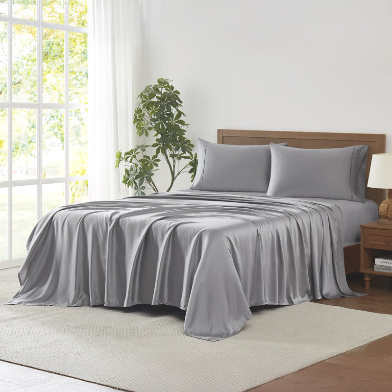 Modern Threads 400 Thread Count 100-Percent Tencel Lyocell 4-Piece Sheet Set, King, Platinum