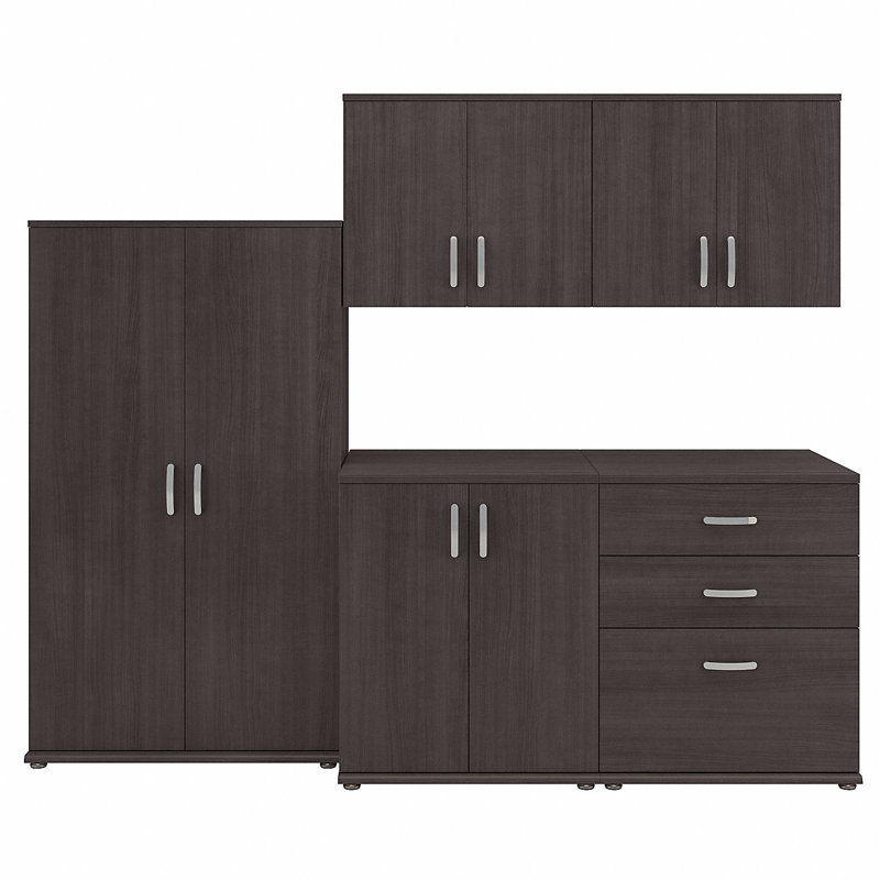 Ensemble de rangement modulaire universel 5 pièces 92W avec armoires de plancher et murales, Gris orage