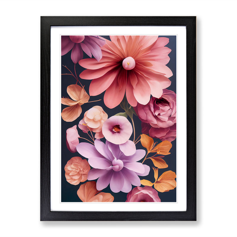 Many Pretty Flowers - Framed Print, Black, 64cm H x 46cm W