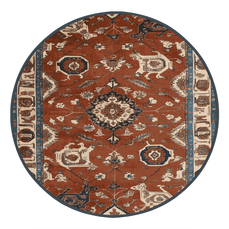 Tapis brun lavable à la machine, Circulaire 5 pi x 5 pi