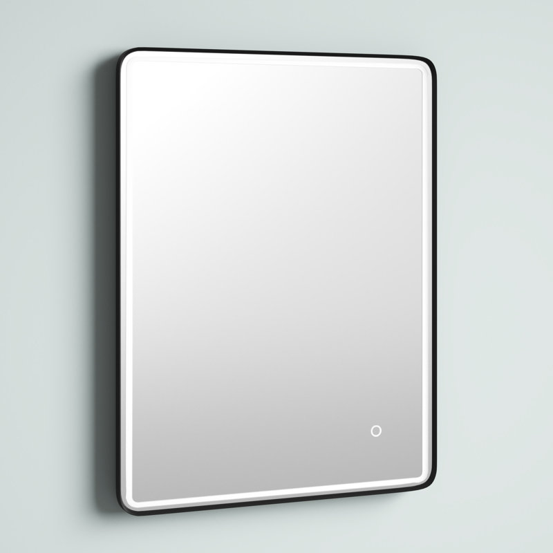 Ortegon Metal Flat Wall Mirror, Matte Black, 32" x 24"