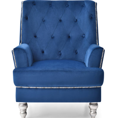 Navy Blue Traditional Leisure Chair, 37"h X 30"w 33"d, Round Arms Cozy, No Assembly, Matches Various Decor Themes, Velvet, Foam Filler Stylish Snug Seat 37" High, 30" Wide, 33" Deep, Arm Cosiness,