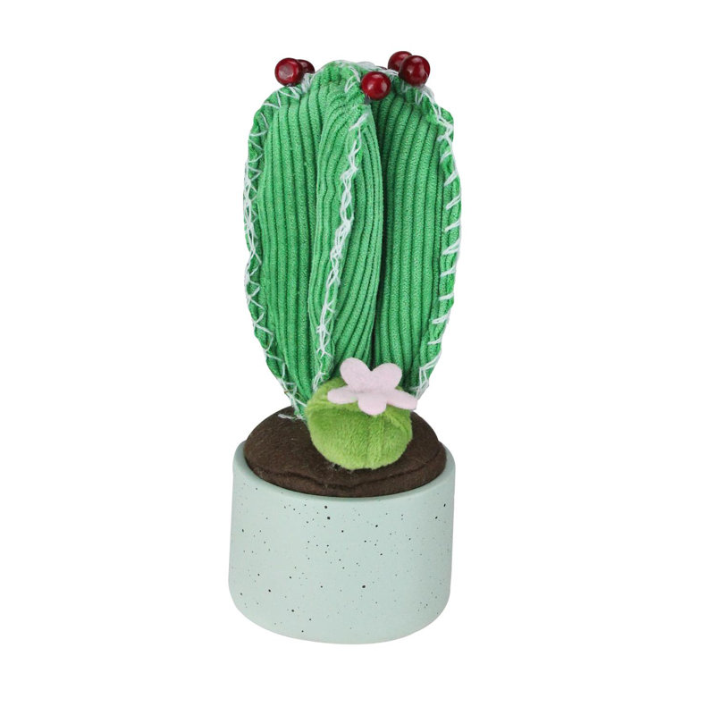 Décoration de table 7 "Cactus vert peluche en pot gris