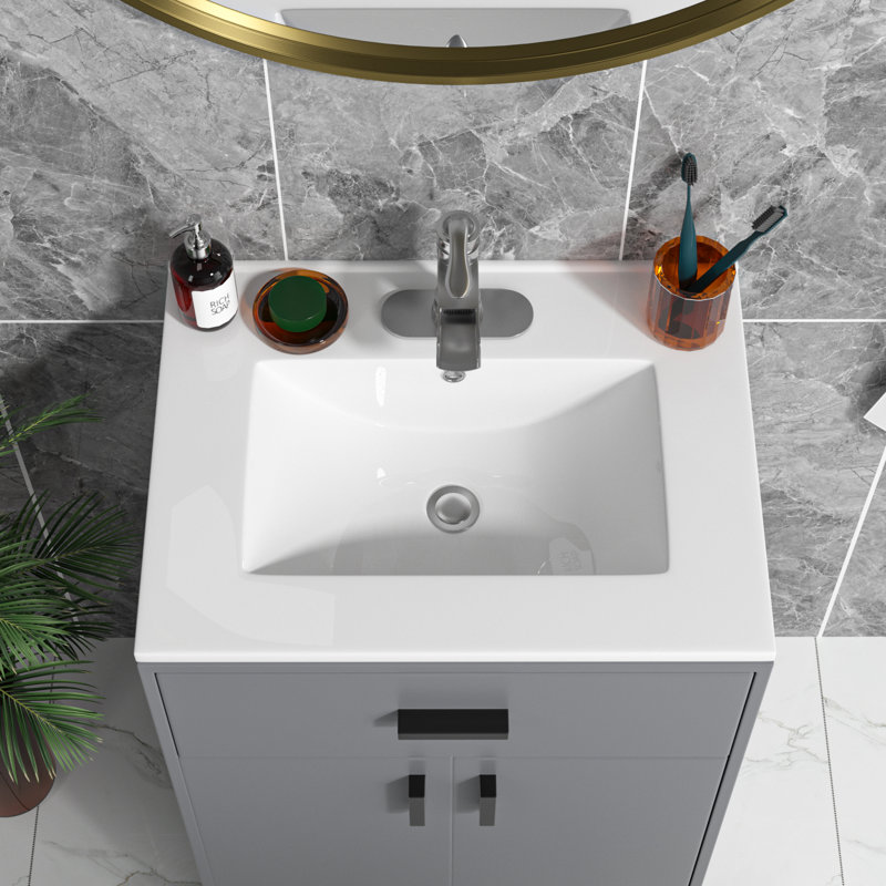 24'' White Ceramic Rectangular Single Vanity Top Sink
