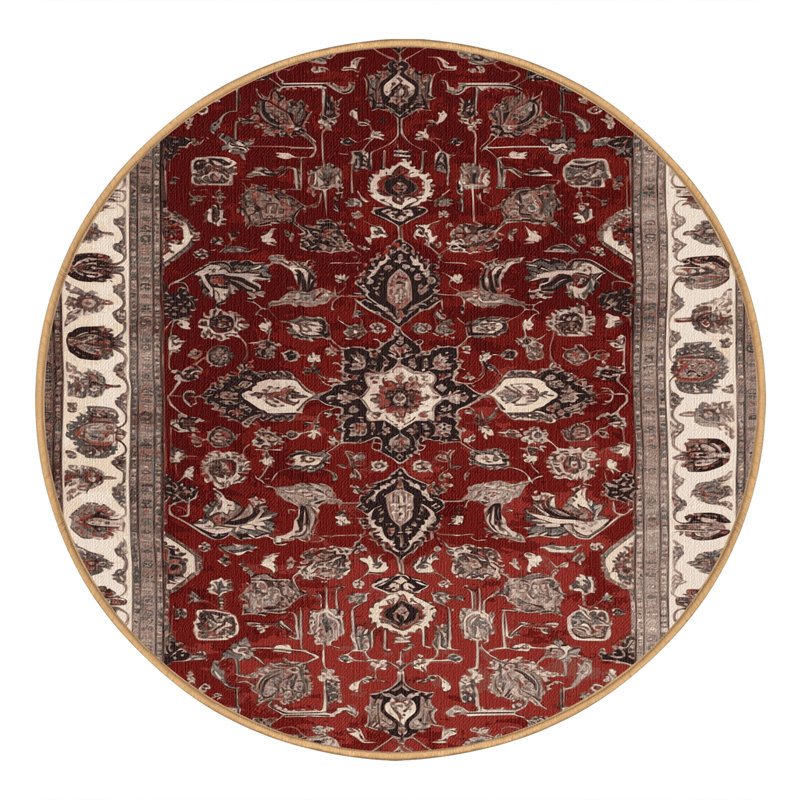 Tapis brun lavable à la machine, Rond 8 pi