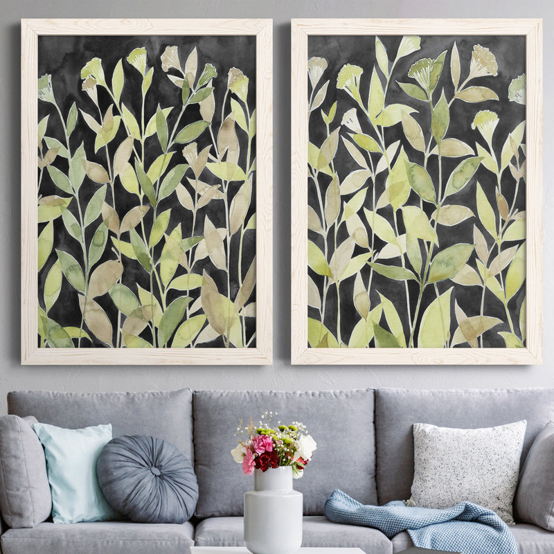 Encre Blooming Night I, toile encadrée de qualité supérieure - prête à être accrochée, Toile avec cadre blanc