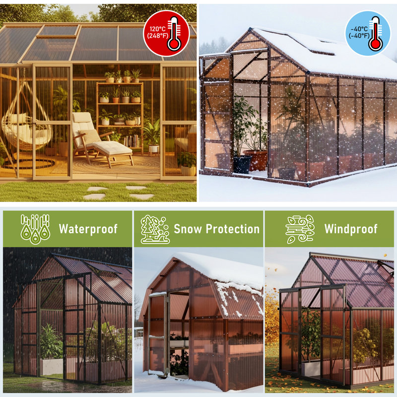 Panneau en polycarbonate 5 pi x 2 pi (6 pièces), Brun, H 60 po x l 24 po x P 0,24 po