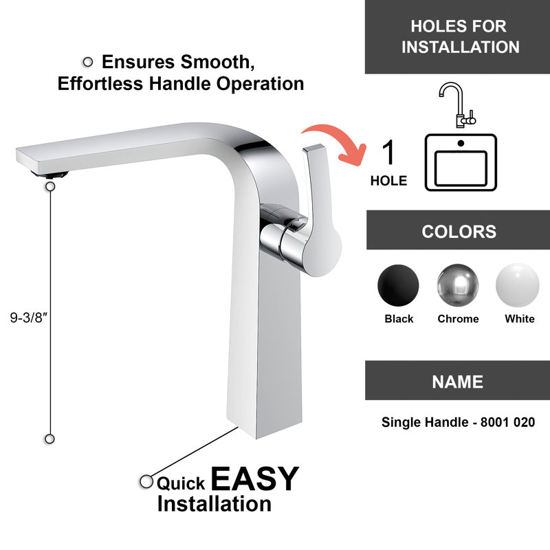 Single-handle Bathroom Faucet, Chrome/White