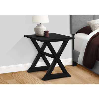 Table d'appoint en placage noir, carrée, pour la chambre à coucher et le salon, facile à assembler, 22 po L 23,5 po x H 23,5 po