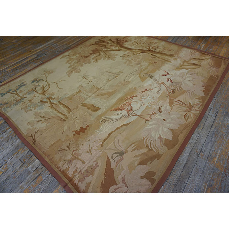 Antique Tapestry French Ivory 1890s Rug