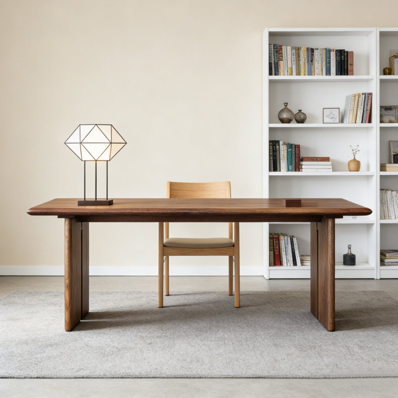 High-end Walnut Solid Wood Multi-functional Desk, 29.52" H x 78.74" W x 35.43" D