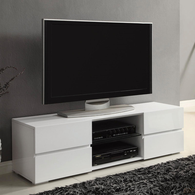 Console à 4 tiroirs blanc brillant