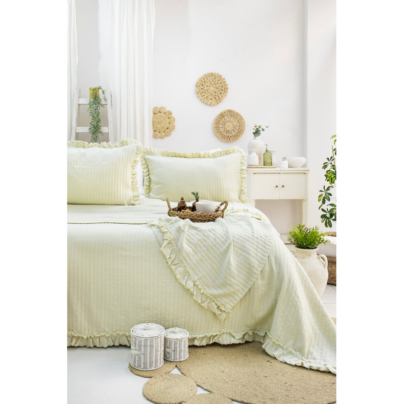 Luxurious 100% Cotton Pique Set, Green | Jacquard Design | Includes 2 Pillowcases (19.7 x 27.6 inches) | Soft, Durable, Machine Washable | Perfect for Elegant Bedding & Home Decor