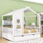 Lit maison avec lit gigogne simple et tablettes de rangement, toit-767297312-767297327